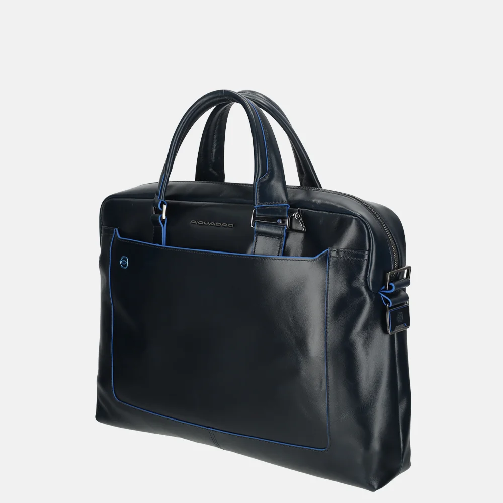 Piquadro Blue square laptoptas 15 inch blue bij Duifhuizen
