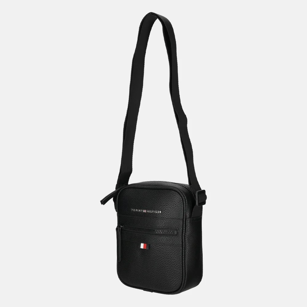 Tommy Hilfiger Essential PU mini reporter crossbody tas black bij Duifhuizen