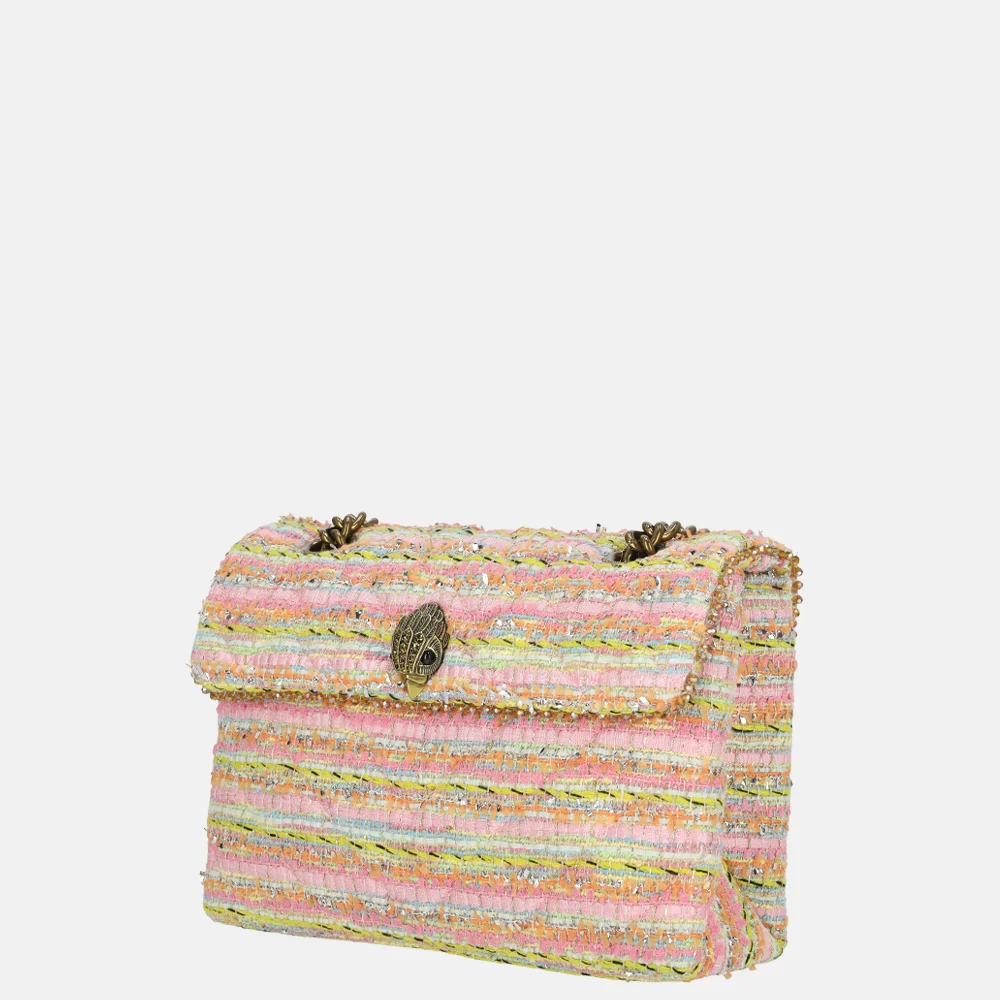 Kurt Geiger Kensington schoudertas tweed M pink comb bij Duifhuizen