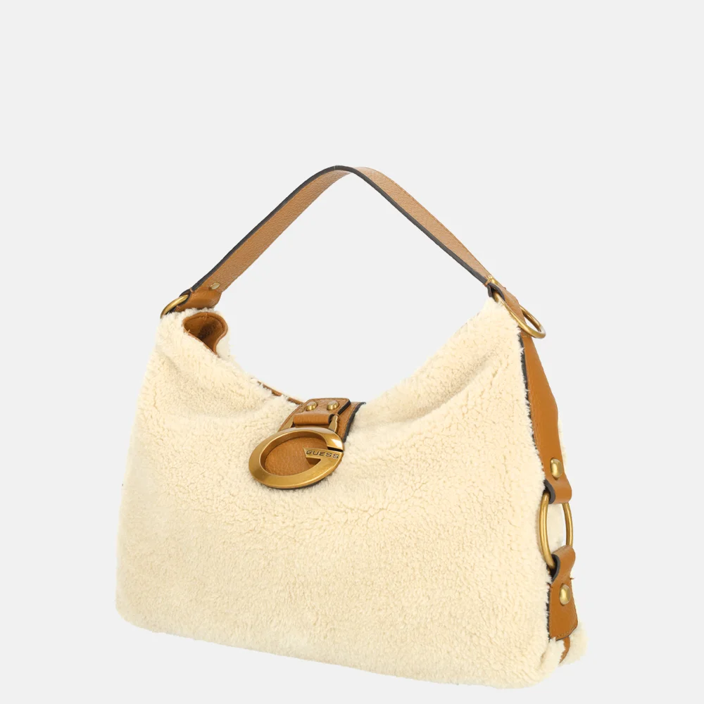 Guess Camden schoudertas teddy natural/cognac bij Duifhuizen