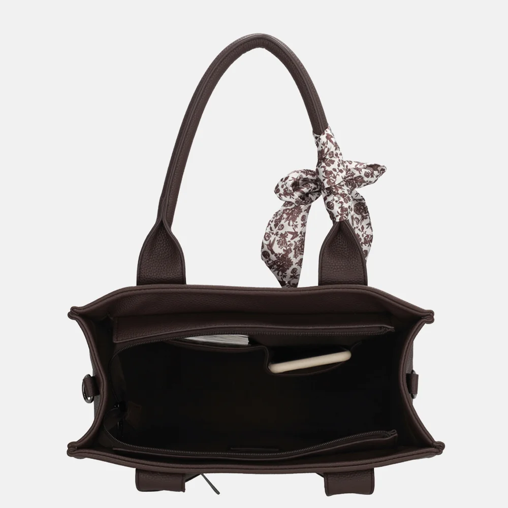Charm London Debossed shopper M donkerbruin bij Duifhuizen