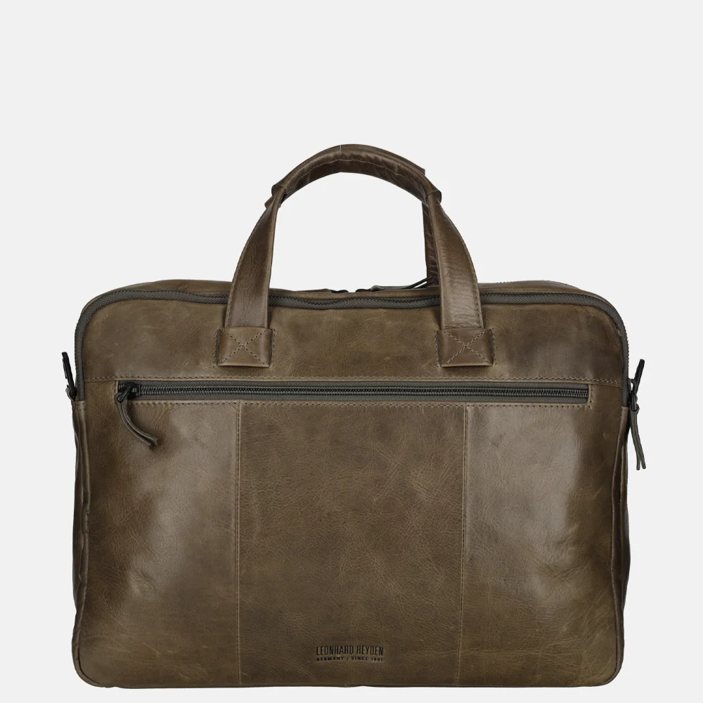 Leonhard Heyden  Porto laptoptas 15 inch grey brown bij Duifhuizen