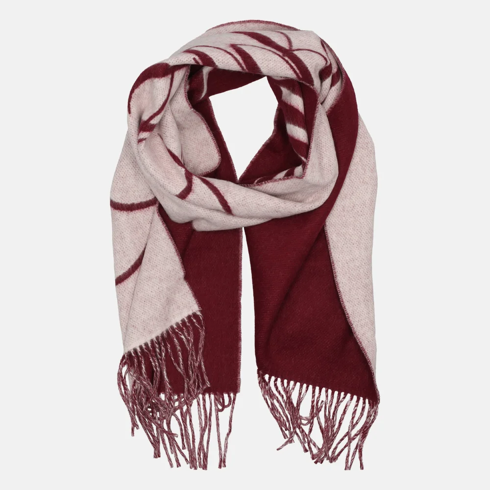 Tommy Hilfiger Script logo sjaal deep rouge bij Duifhuizen