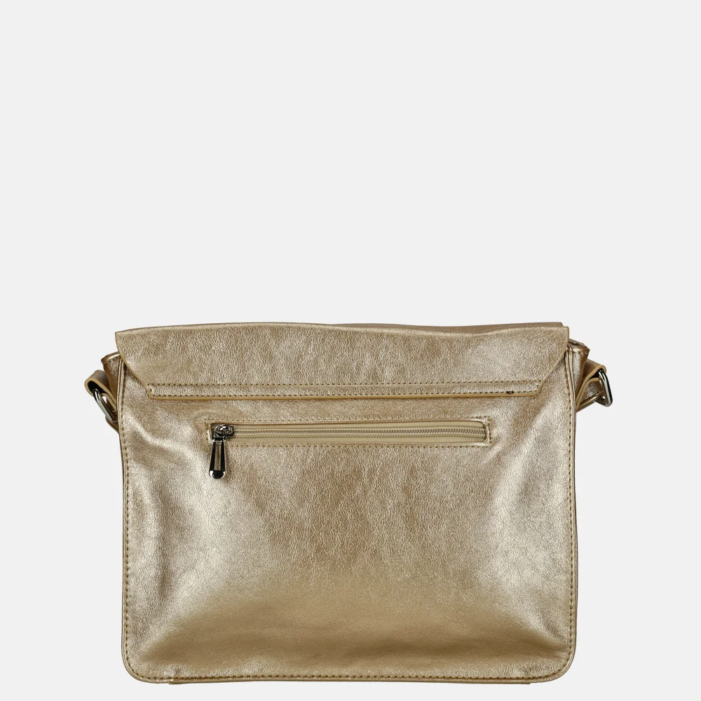 Flora & Co metallic crossbody tas champagne bij Duifhuizen