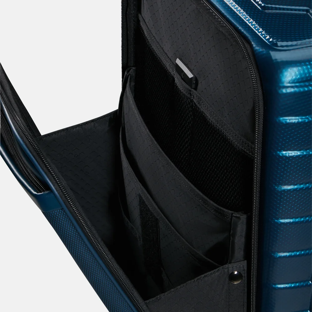Samsonite Proxis frontpocket handbagage koffer 55 cm expandable petrol blue bij Duifhuizen