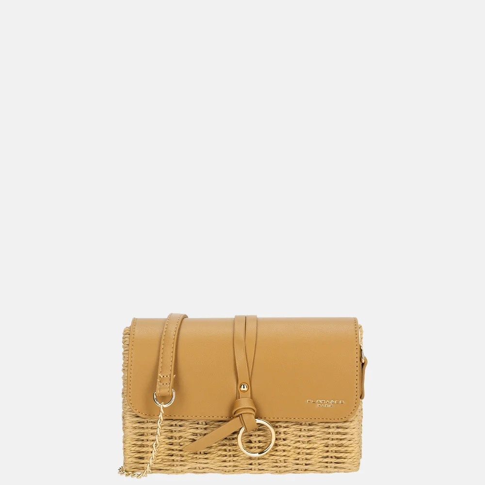 Flora & Co riet crossbody tas naturel/camel