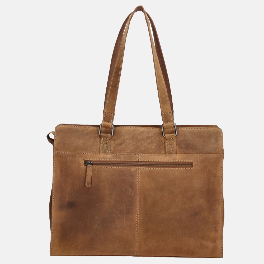 Hide & Stitches laptoptas 15.6 inch brown bij Duifhuizen