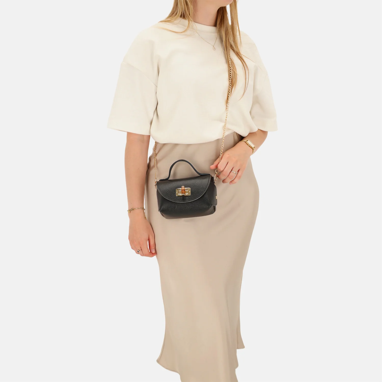 Charm London Bamboo handtas zwart bij Duifhuizen