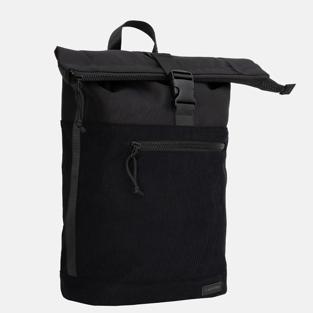 New Rebels New York rugzak rolltop 13 inch zwart bij Duifhuizen