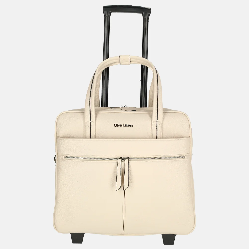 Olivia Lauren Leila business trolley 16 inch white bij Duifhuizen