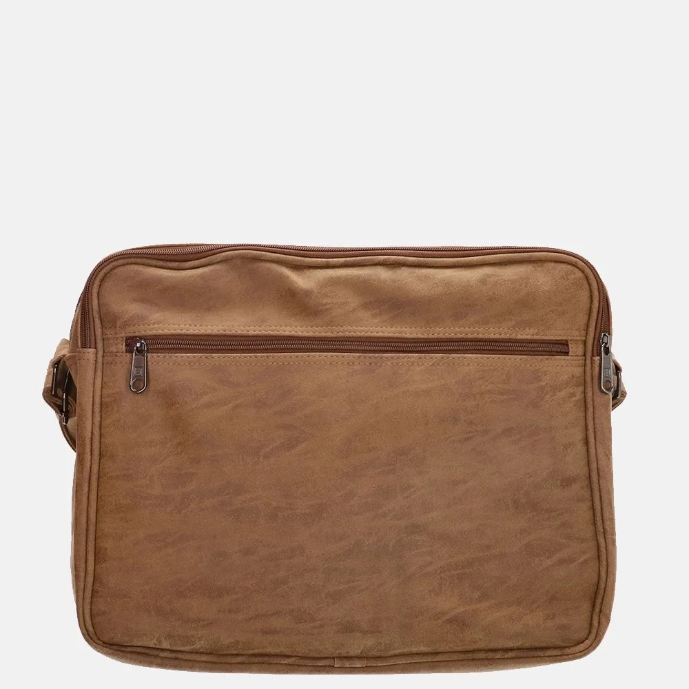 Enrico Benetti 15 inch laptop schoudertas bruin bij Duifhuizen