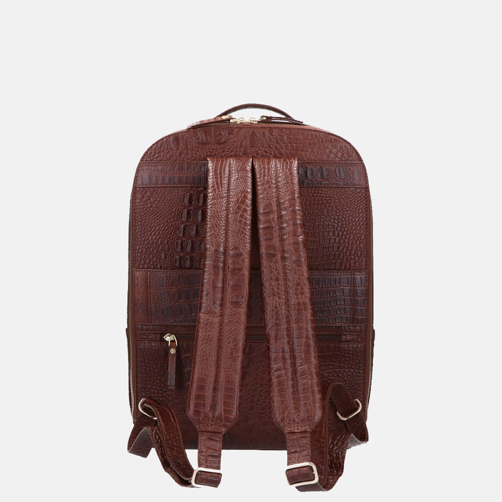 FMME Claire laptop rugzak 13.3 inch croco brown bij Duifhuizen