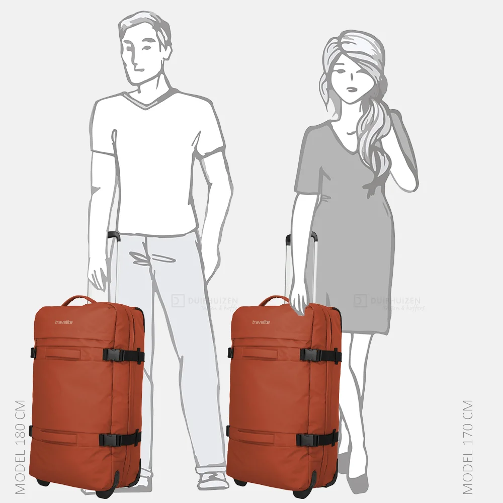 Travelite Bolonia wieltas L 72 cm orange bij Duifhuizen