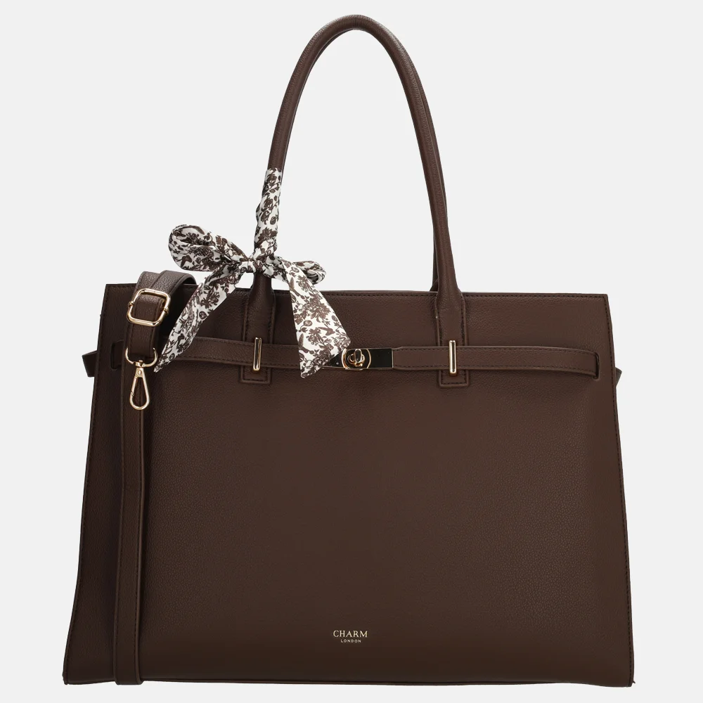 Charm London The Hamptons laptopshopper 15 inch donkerbruin
