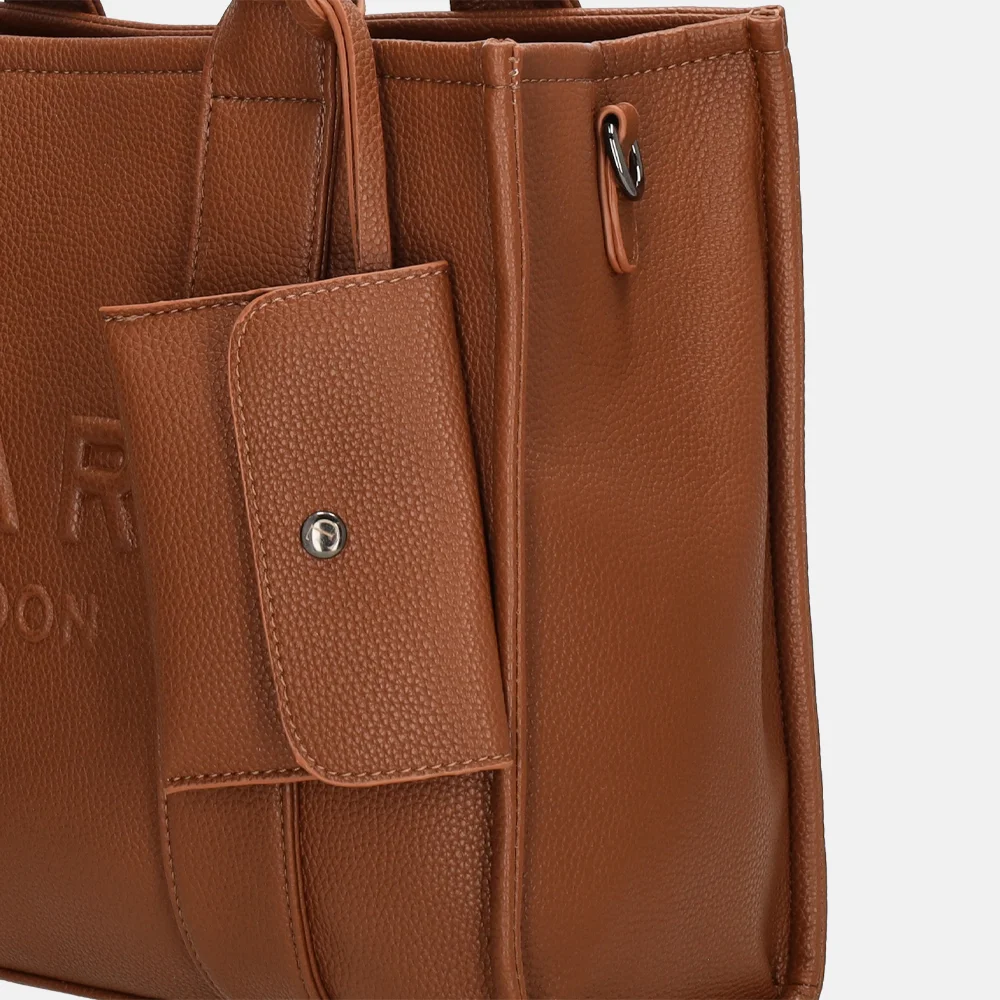 Charm London Debossed shopper M bruin bij Duifhuizen