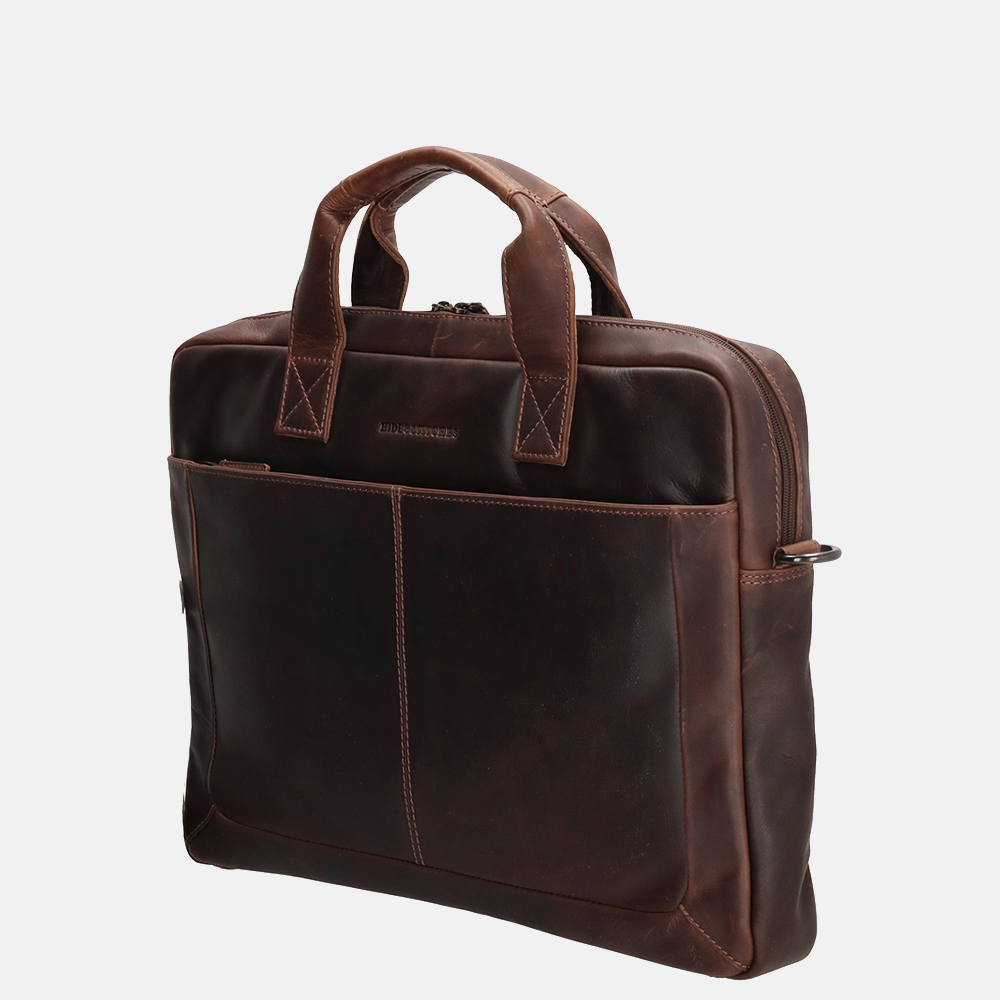Hide & Stitches laptoptas 15.6 inch donkerbruin bij Duifhuizen