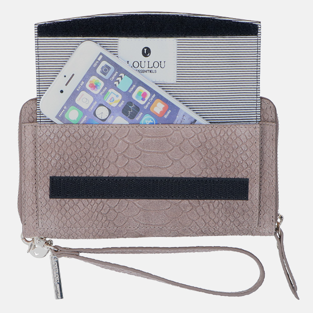 LouLou Essentiels Sugar Snake SLB portemonnee taupe bij Duifhuizen