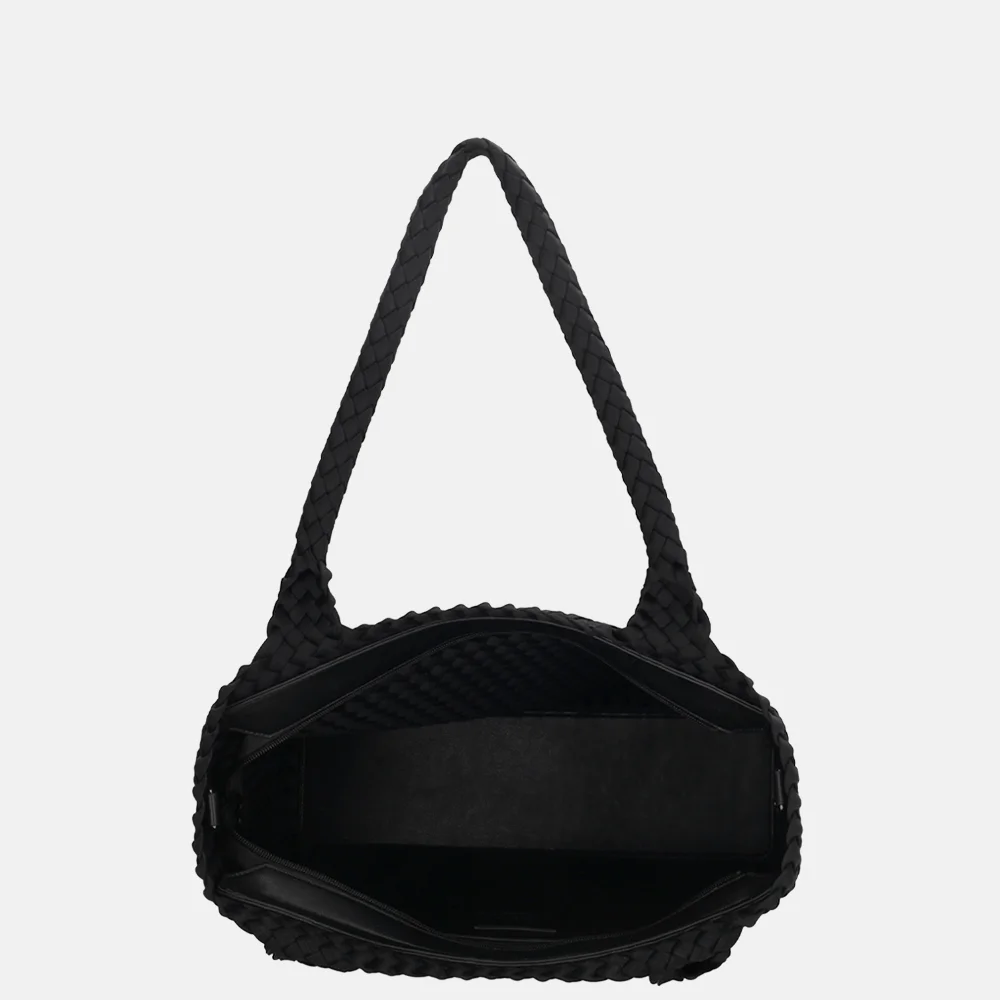 Charm London  Madera shopper gevlochten neopreen zwart bij Duifhuizen