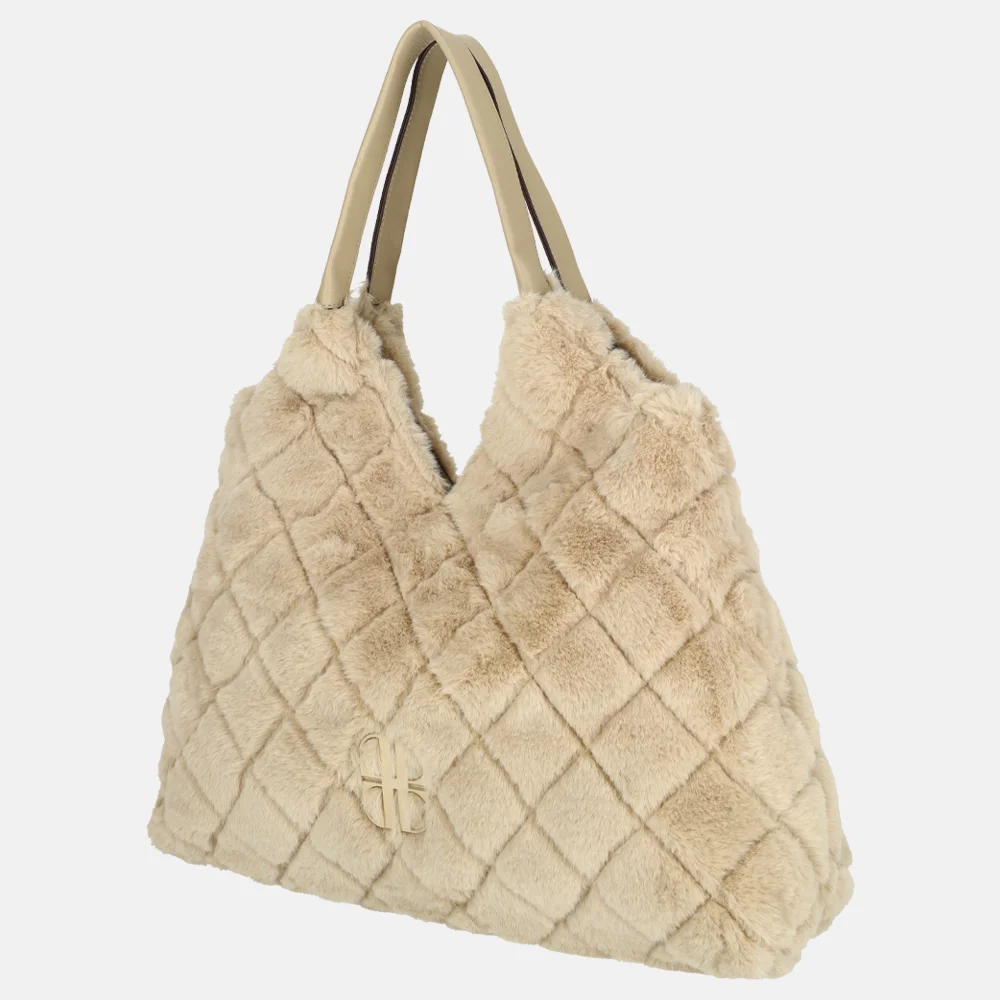 Laurent David Gloria shopper faux fur beige bij Duifhuizen
