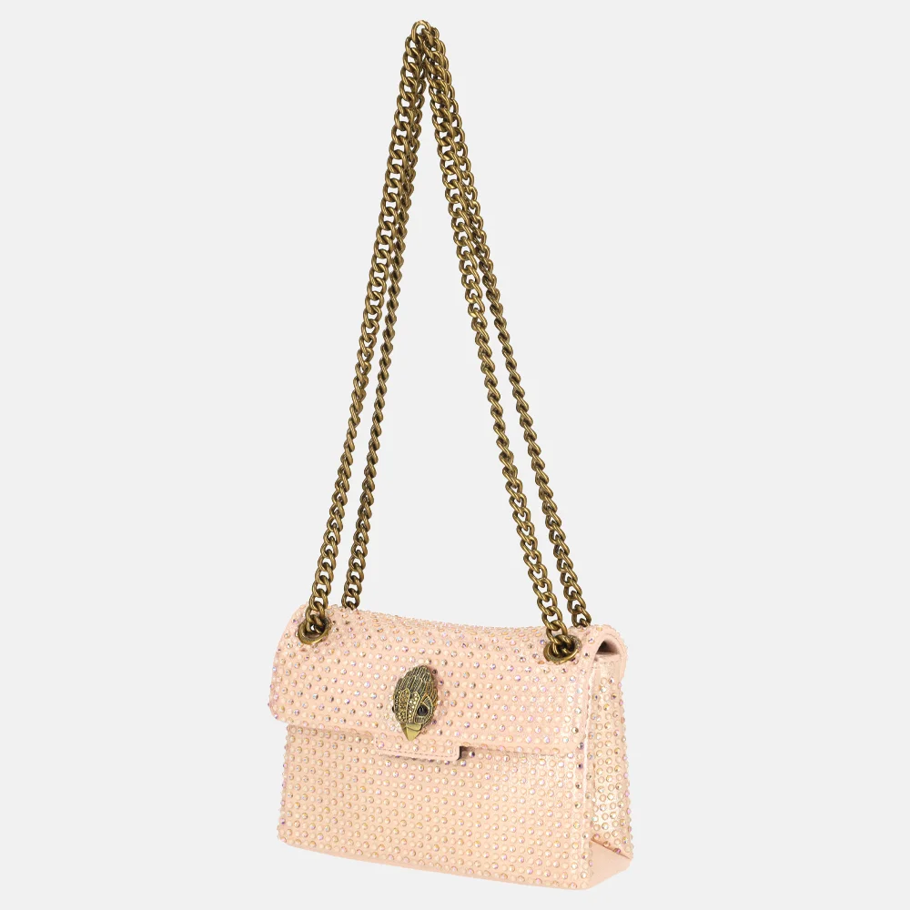 Kurt Geiger Kensington crystal schoudertas mini pink comb bij Duifhuizen