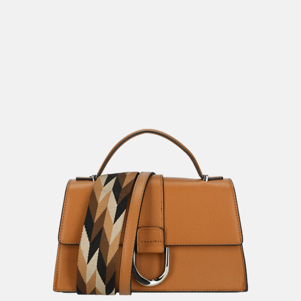 Flora & Co Saffiano crossbody tas camel