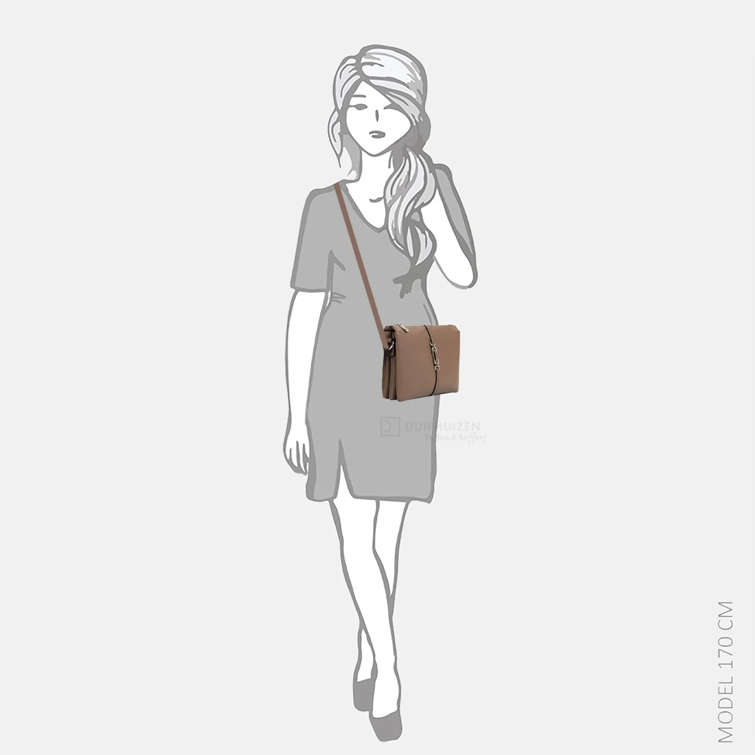 Emily & Noah Lewe crossbody tas taupe bij Duifhuizen