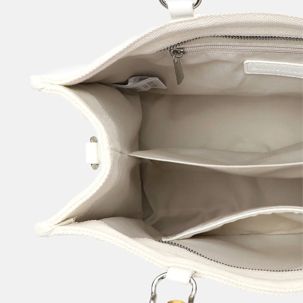 Emily & Noah Joelle summer vibes handtas canvas bambo ecru bij Duifhuizen