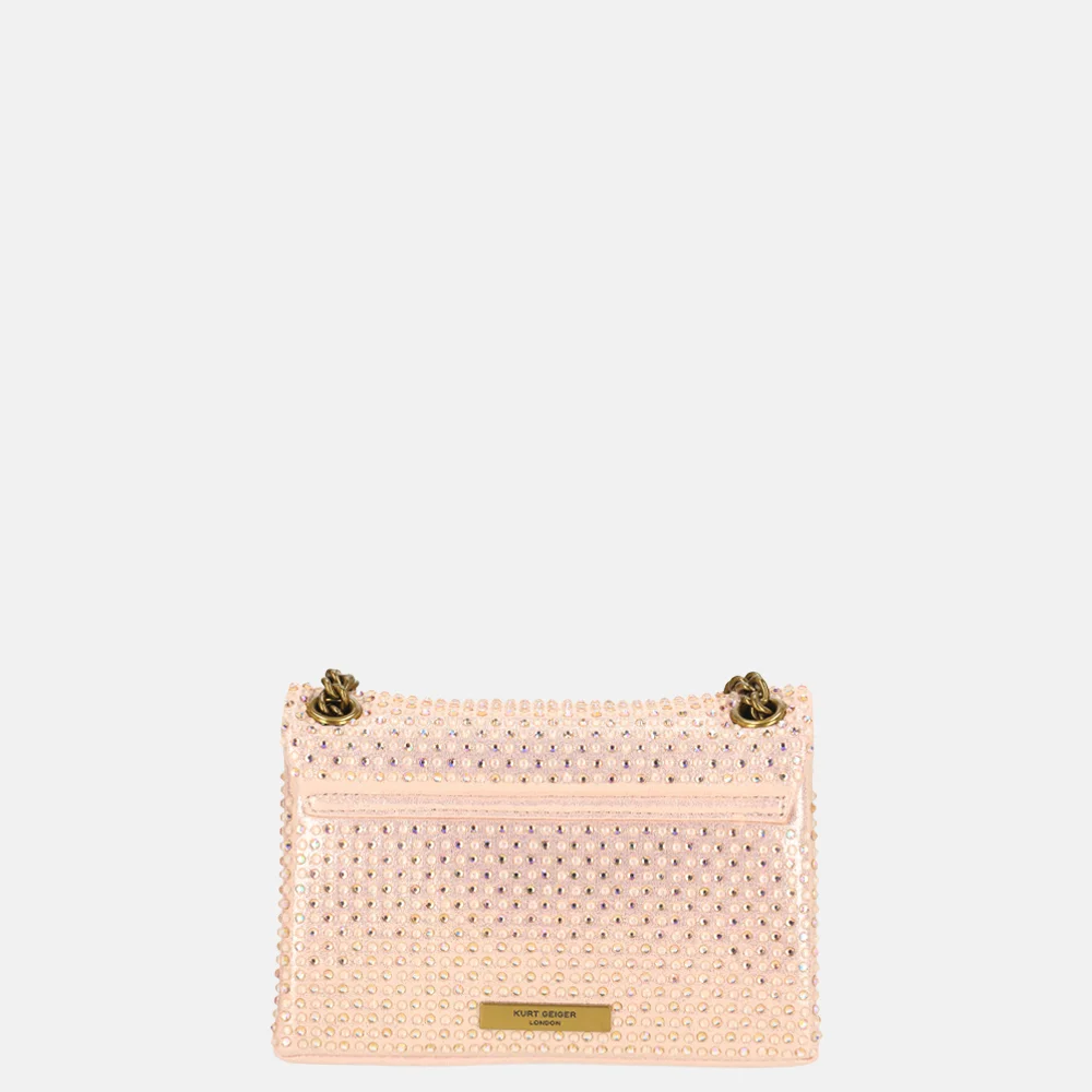 Kurt Geiger Kensington crystal schoudertas mini pink comb bij Duifhuizen
