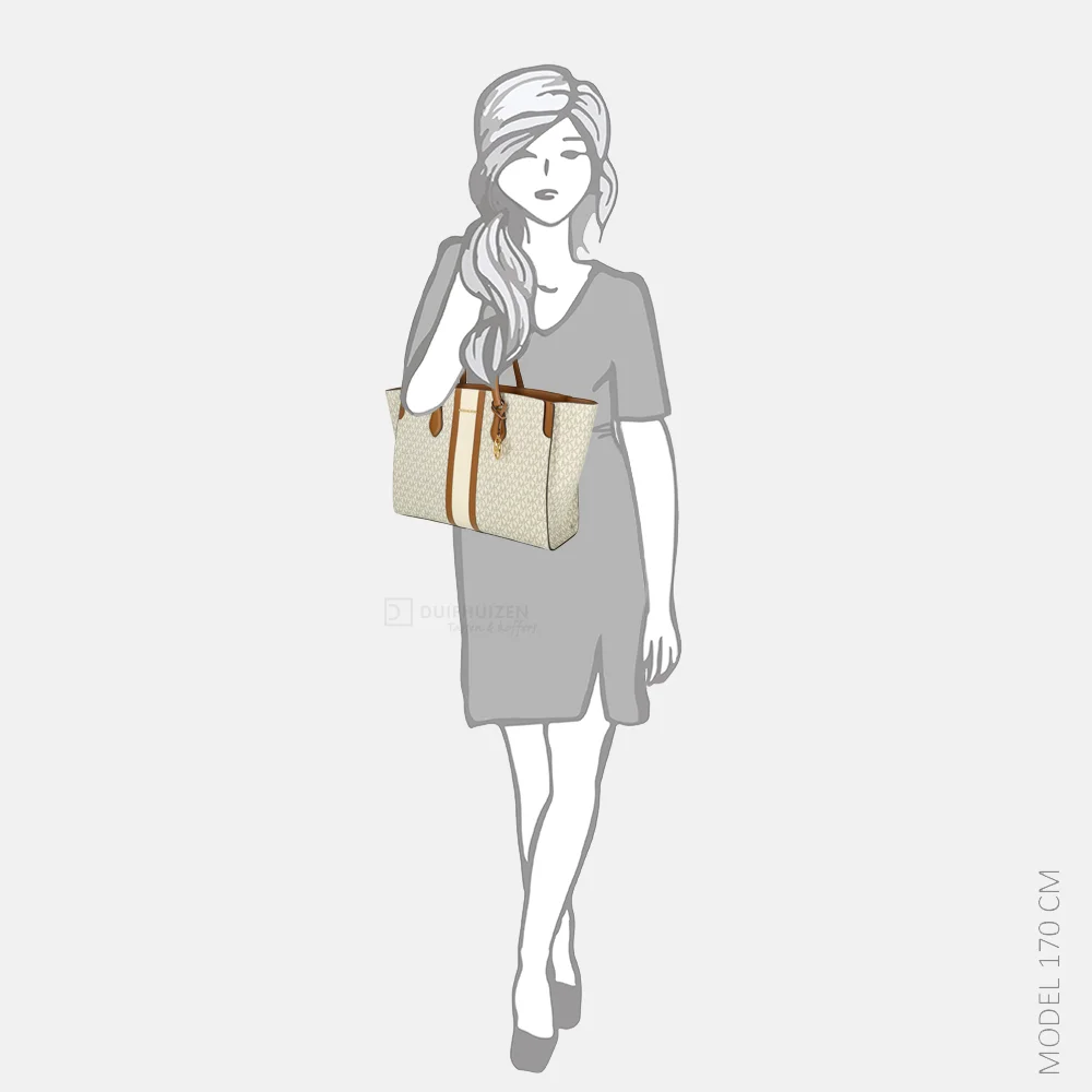 Michael Kors Becca tote shopper L vanilla/acorn bij Duifhuizen