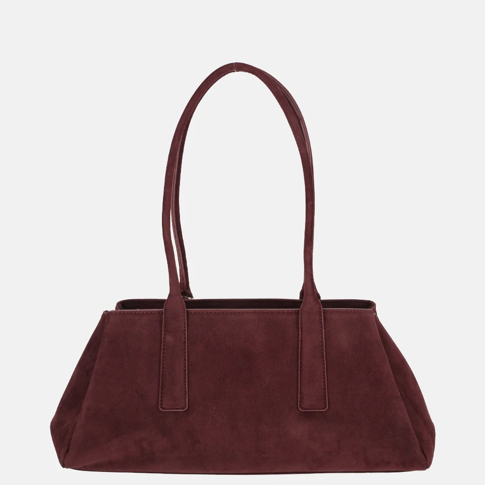 Flora & Co schoudertas suedine bordeaux bij Duifhuizen