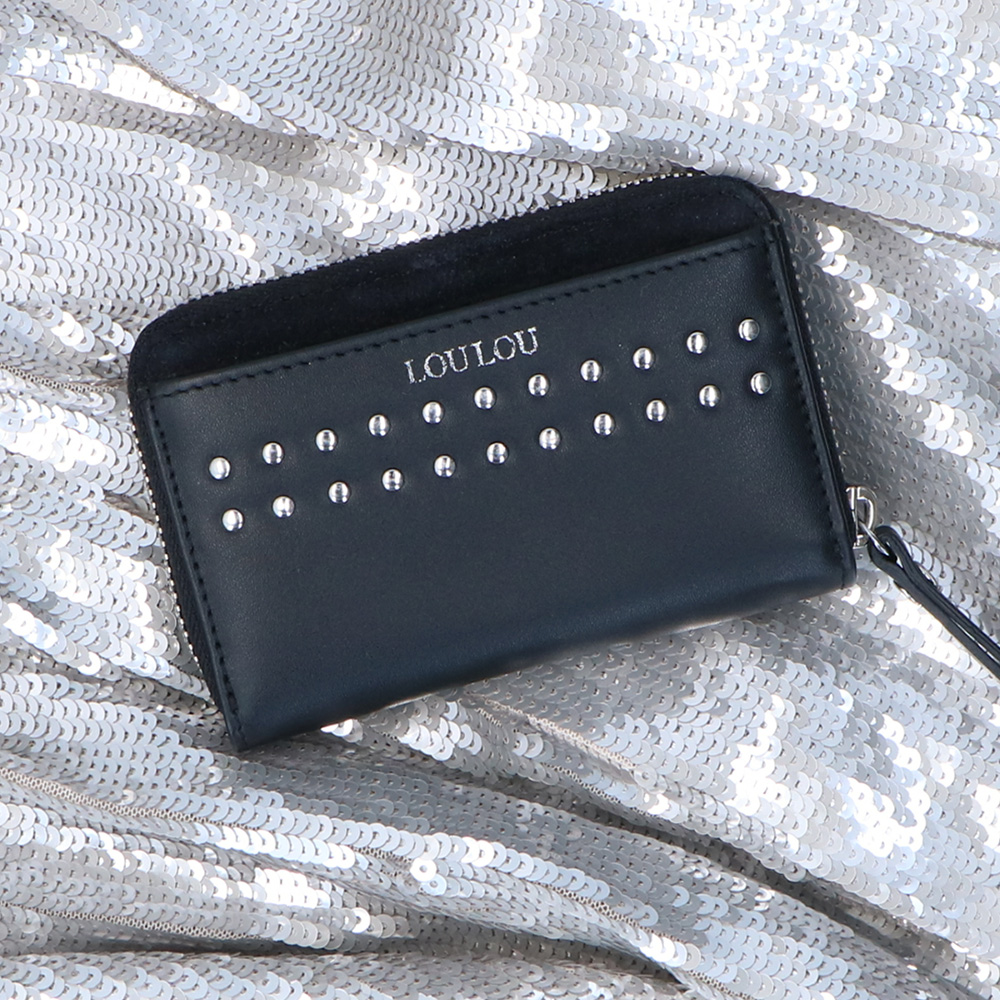 Loulou Essentiels Stud Wallet portemonnee XS black bij Duifhuizen