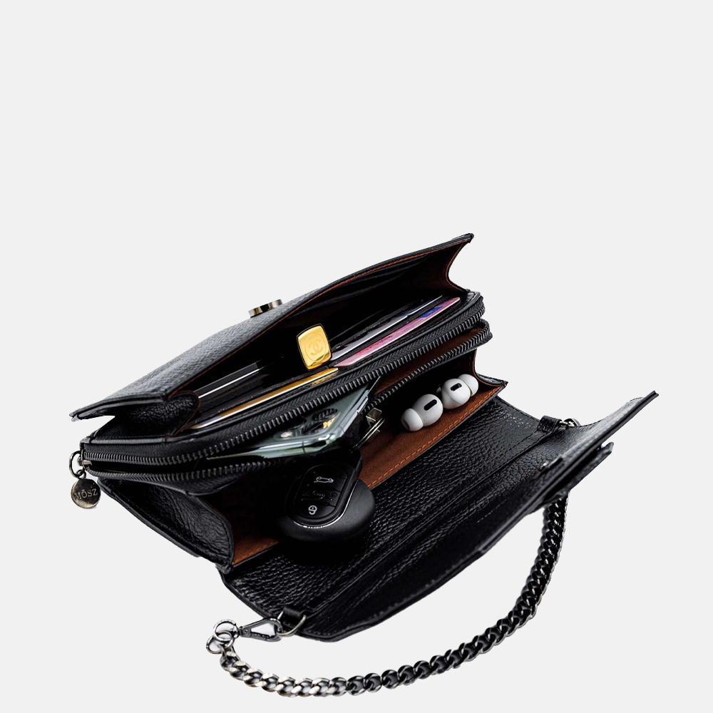 MÖSZ Kris crossbody tas black grain bij Duifhuizen