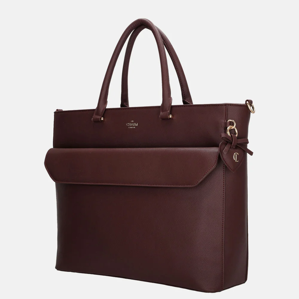 Charm London handtas 15 inch bordeaux bij Duifhuizen