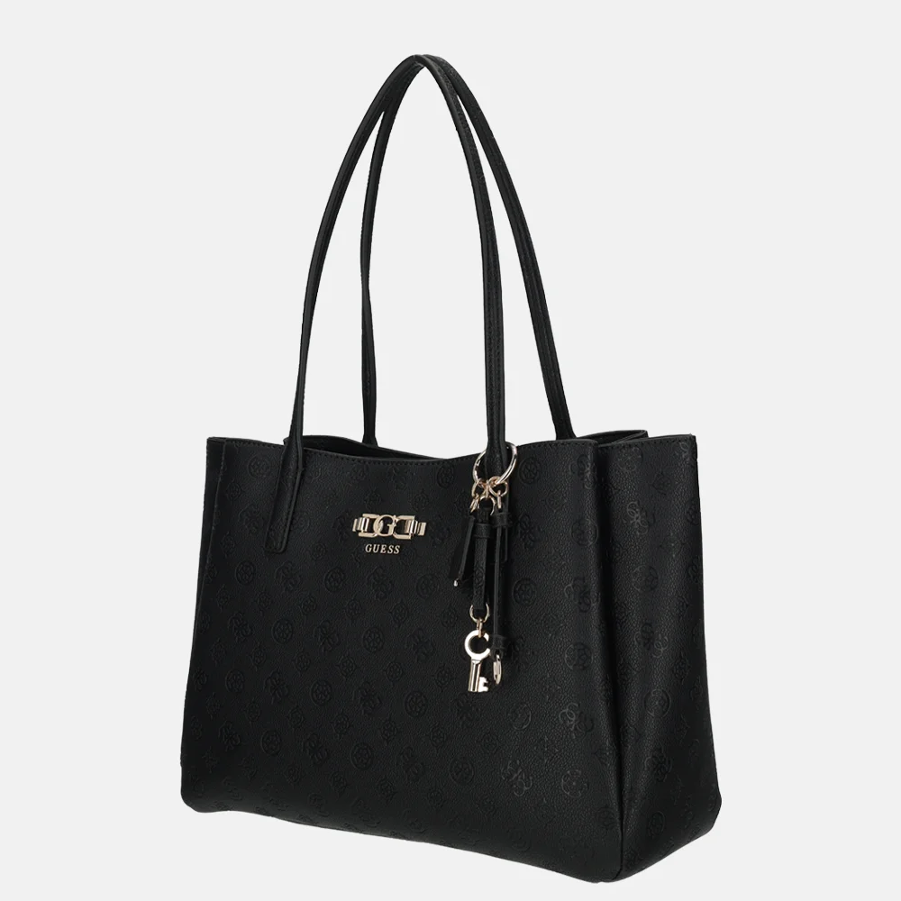 Guess Anise multi comp tote shopper black logo bij Duifhuizen