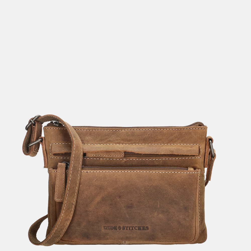 Hide & Stitches Idaho crossbody tas brown bij Duifhuizen