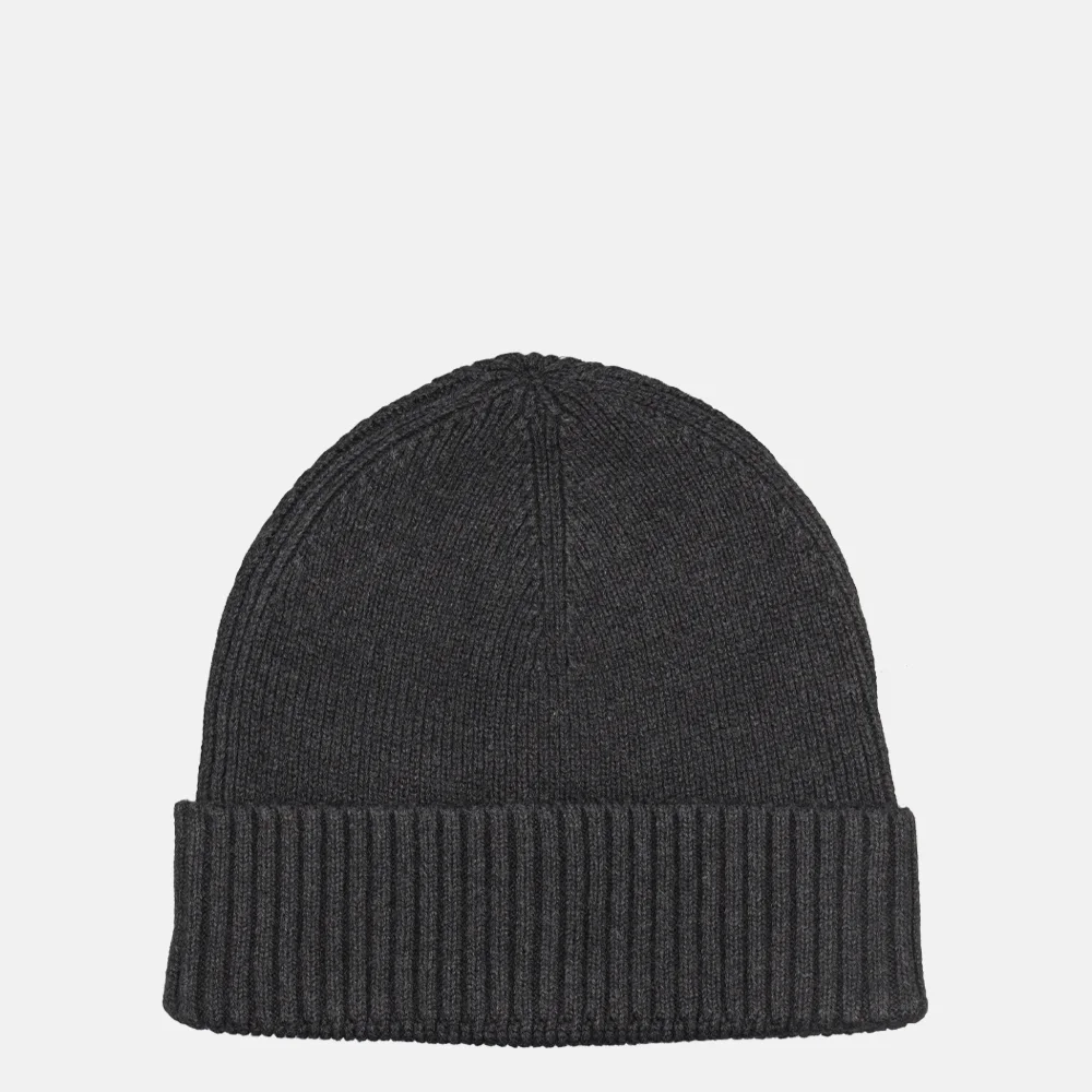 Tommy Hilfiger  Flag Pima Cotton Beanie muts charcoal gray bij Duifhuizen