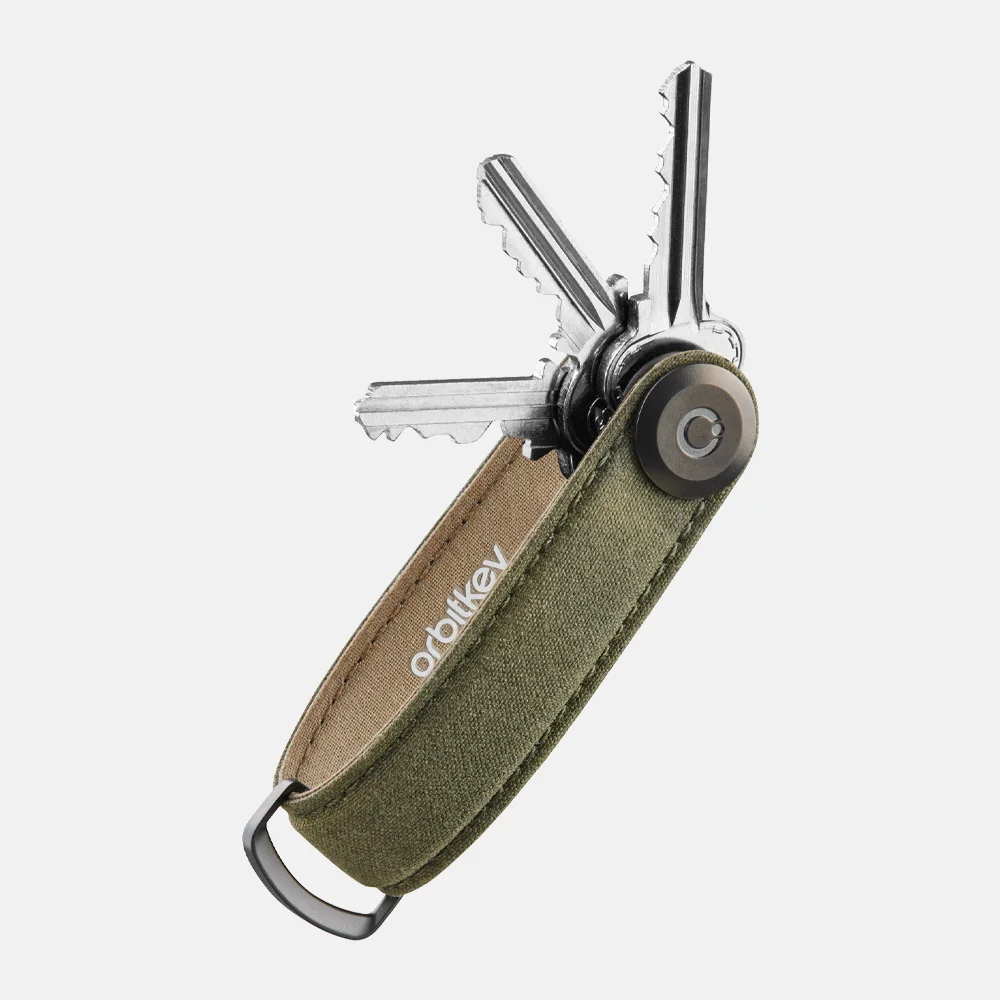 Orbitkey 2.0 Waxed canvas sleuteletui khaki green bij Duifhuizen