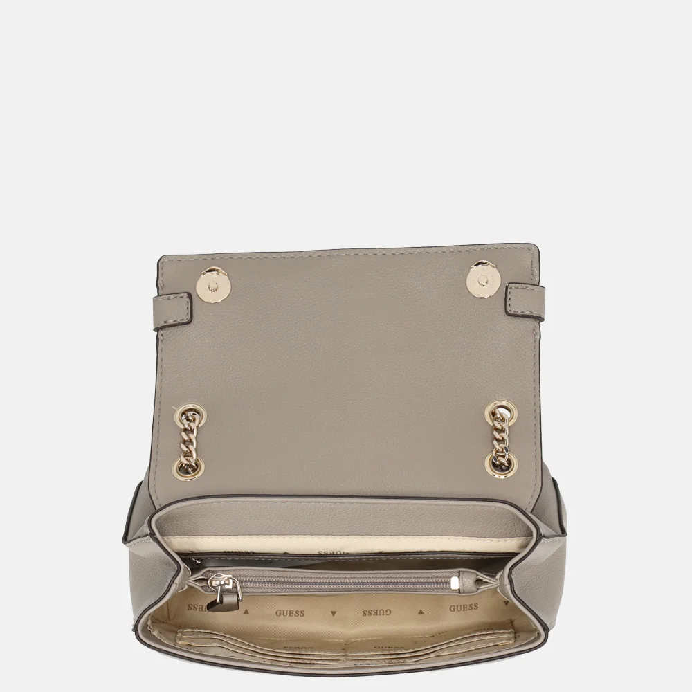 Guess Yesba convertible crossbody tas dark taupe bij Duifhuizen
