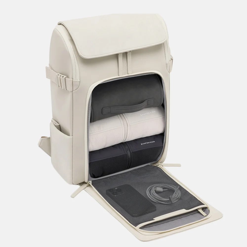 Kapten & Son Bali laptoprugzak M 15 inch sandstone bij Duifhuizen