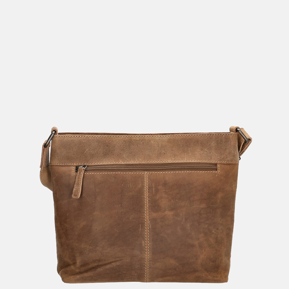 Hide & Stitches Idaho schoudertas brown bij Duifhuizen