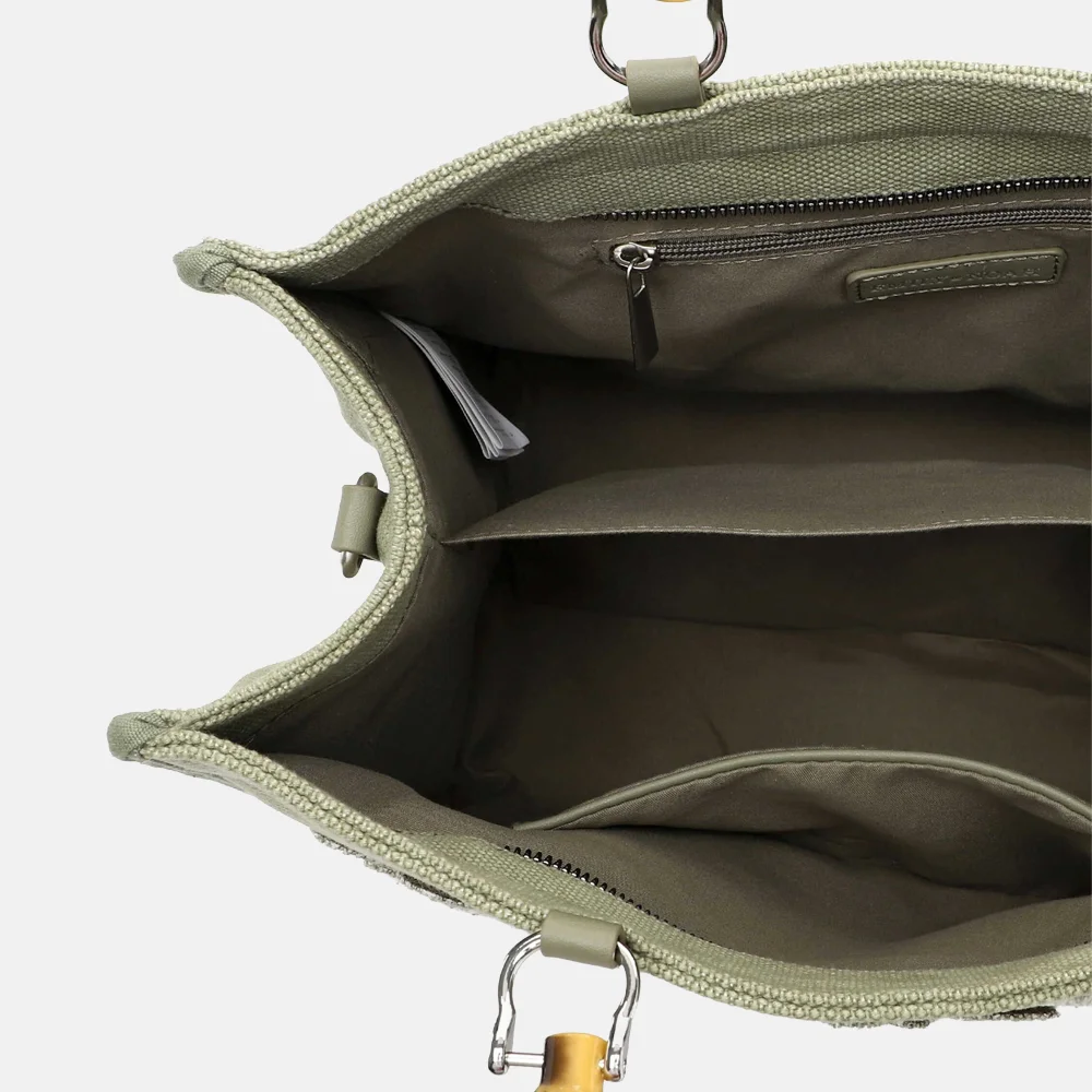 Emily & Noah Joelle summer vibes handtas canvas bambo khaki bij Duifhuizen