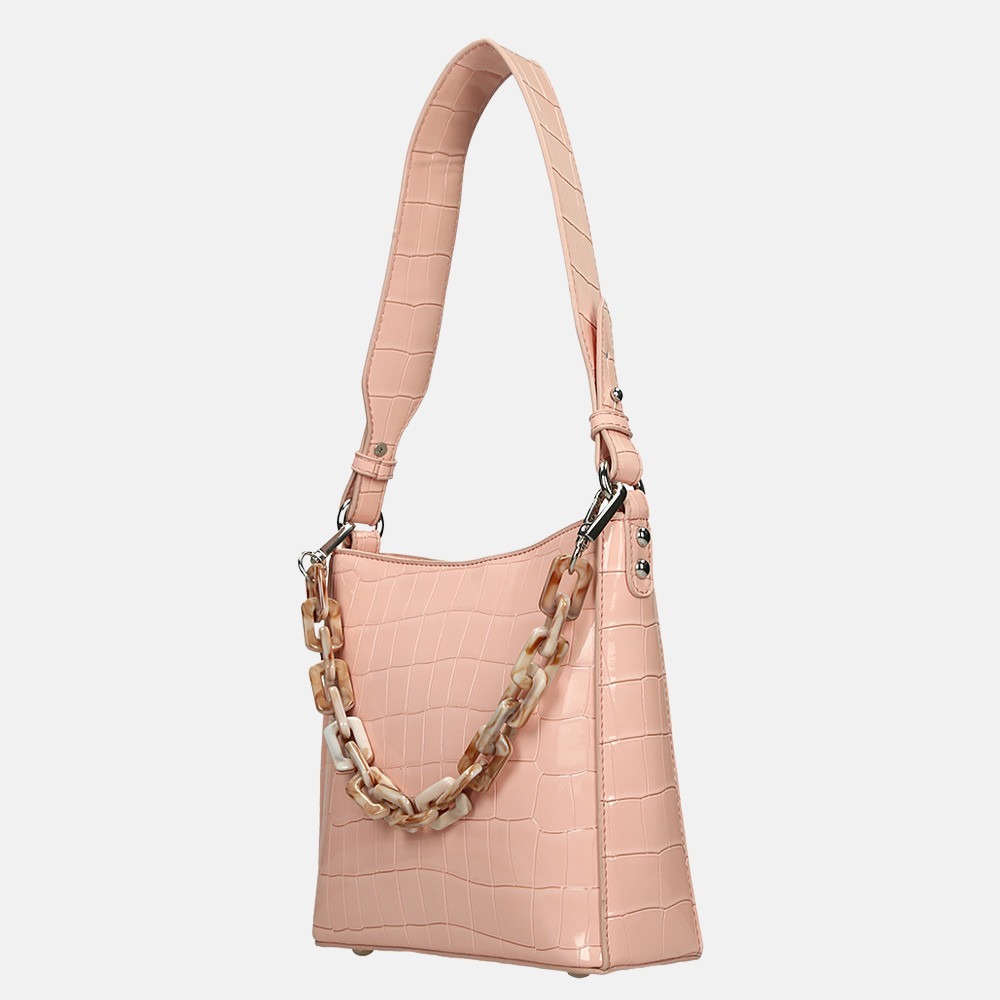 HVISK Amble schoudertas croco soft pink bij Duifhuizen