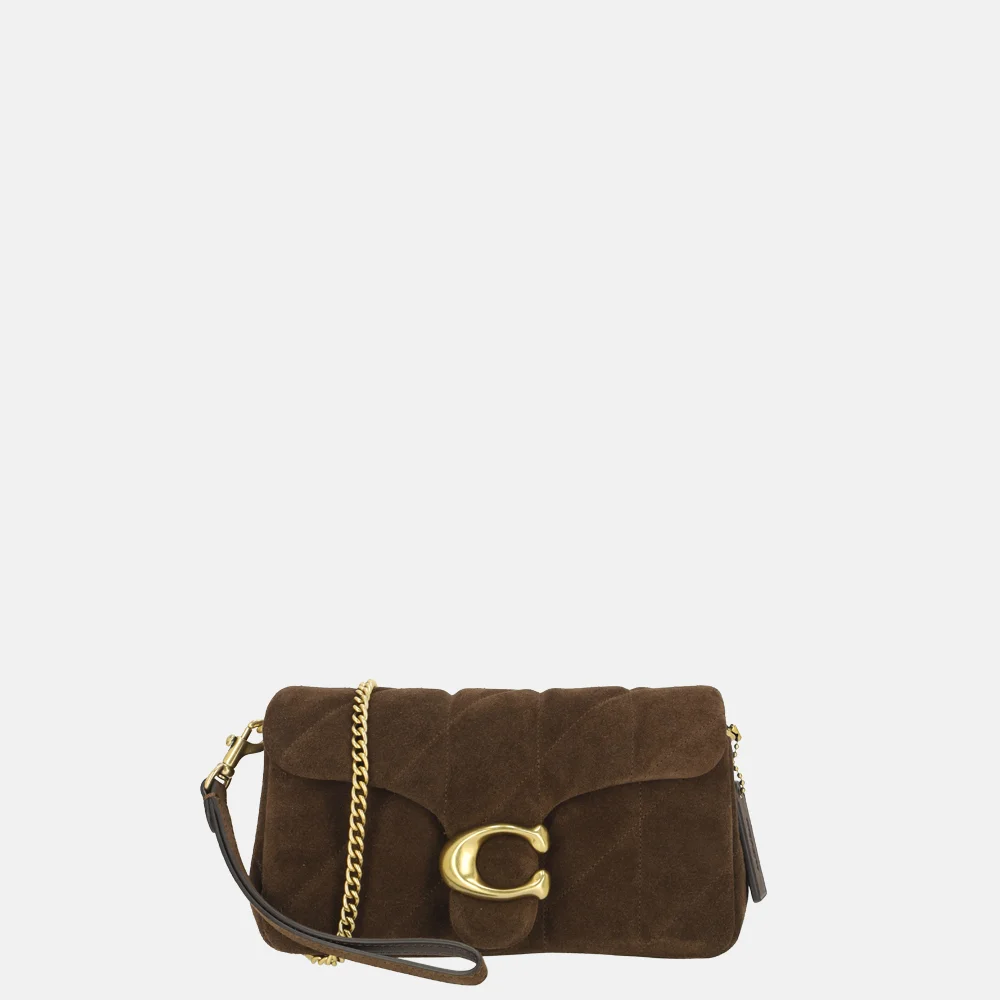 Coach Tabby Quilted schoudertas suede 20' dark chocolat bij Duifhuizen