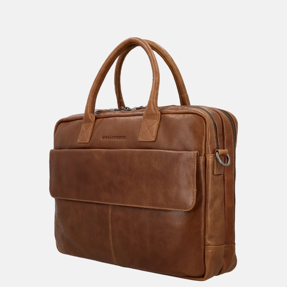 Hide & Stitches Porto laptoptas 15 inch brown bij Duifhuizen