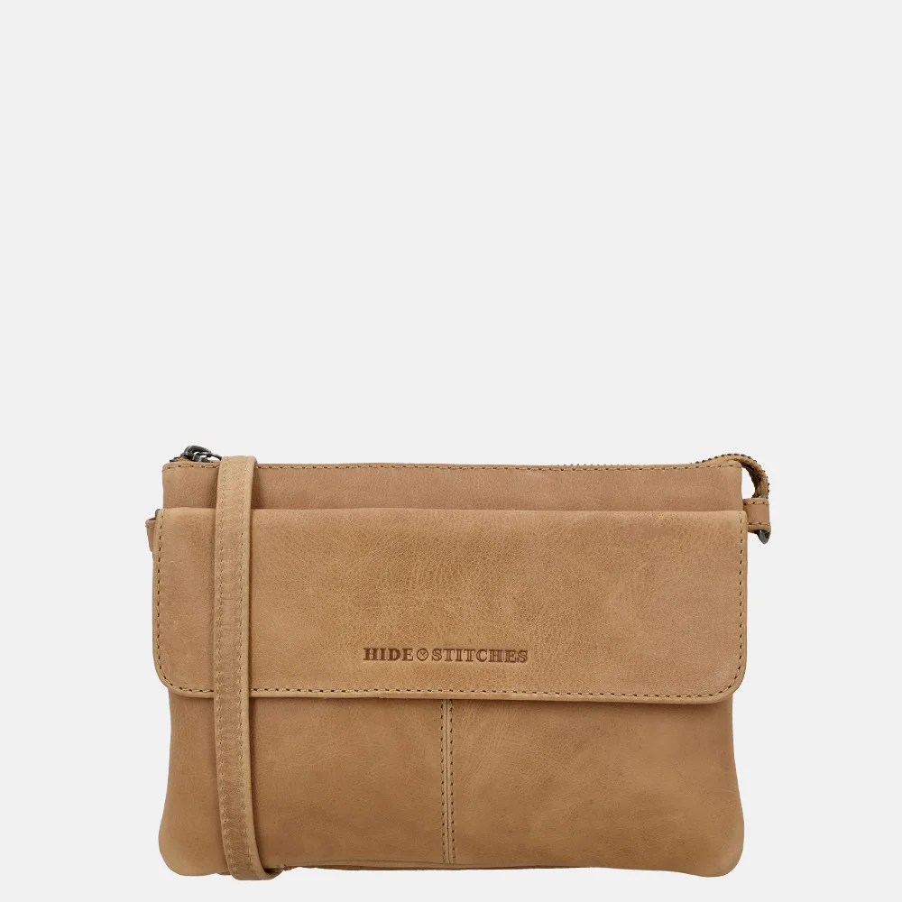 Hide & Stitches crossbody tas taupe bij Duifhuizen