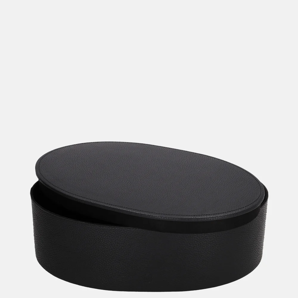 Chamada leren opbergbox ovaal effen L black