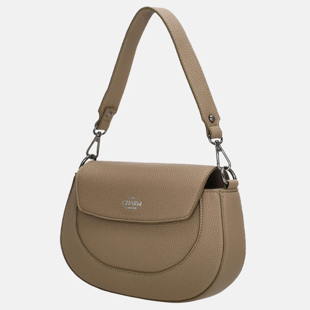 Charm London Montmartre crossbody tas taupe bij Duifhuizen
