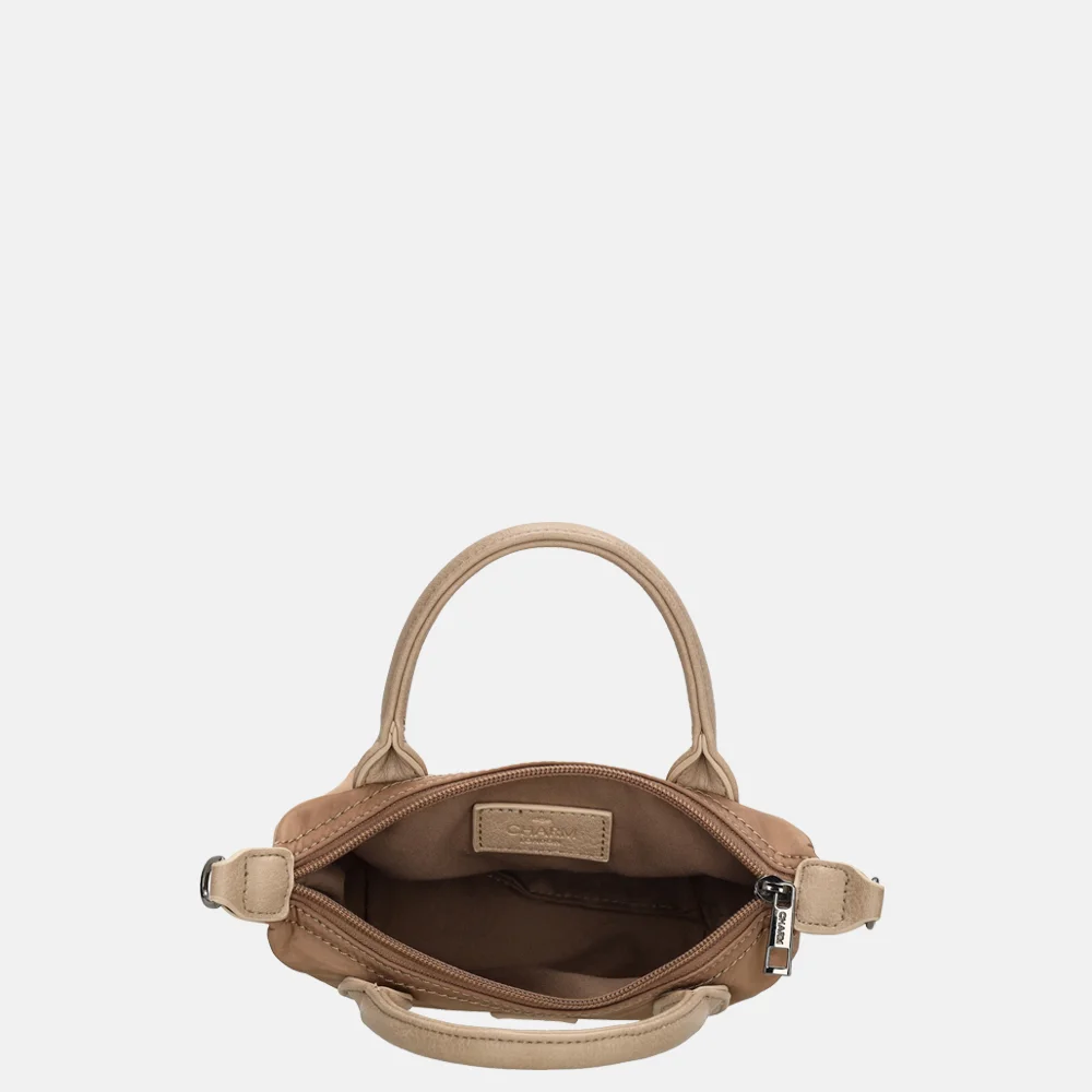 Charm London Buckingham Mono crossbody tas XS lichttaupe bij Duifhuizen