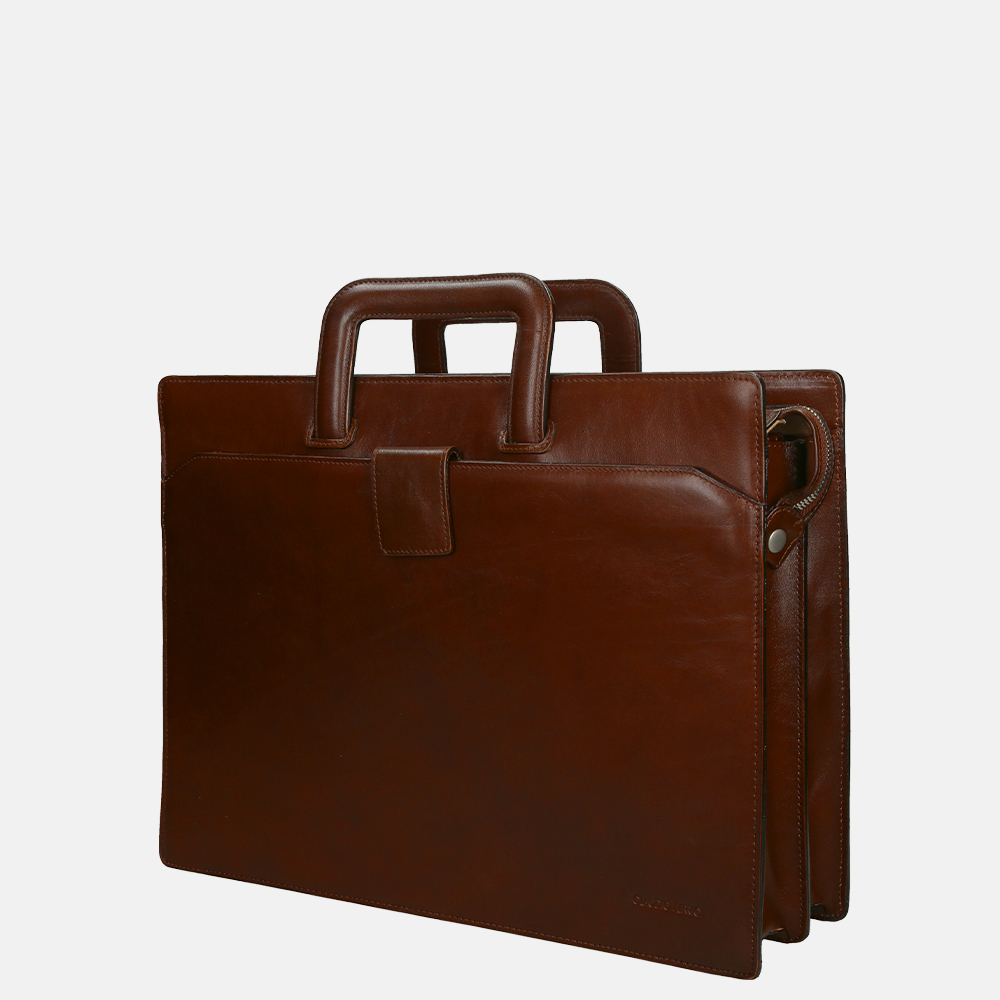 Claudio Ferrici Classico laptoptas 15.6 inch L brown bij Duifhuizen
