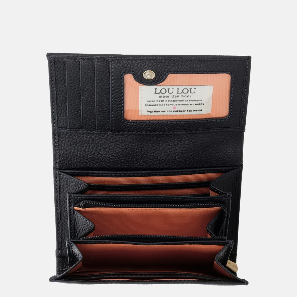 Loulou Essentiels Petite Fleur portemonnee S dark blue bij Duifhuizen